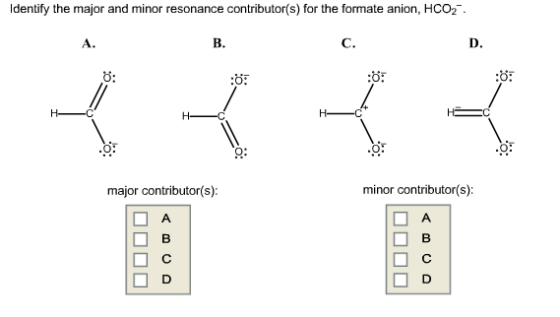 Identify the major and minor resonance contributor