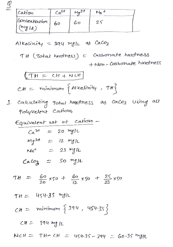 orv I ca²+ Mg 2+ | Nat t cation Concentration I ng Id) T60 25 60 25 ATLotuіч - 39ч та ! @ CaCo3 TH (Total hardness) = carbona