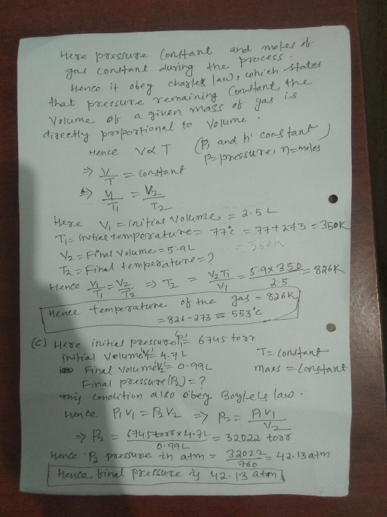 rocess he Here pressure Constant and moles of gas constant during the pro Hence it states e it obey chaffer law, which obey c