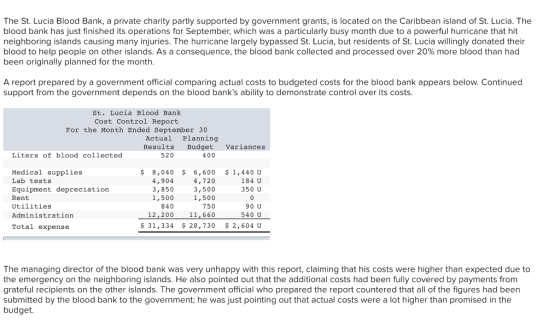 The St. Lucia Blood Bank, a private charity partly supported by government grants, is located on the Caribbean island of St.