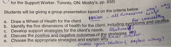 for the Support Worker. Toronto, ON: Mosbys, pp. 833) why Students will be giving a group presentation based on the criteria
