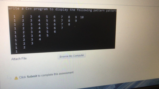 write a C++ program to display the following pattern pattern Մ 6 6 7 7 8 8 9 9 10 00 00 Մ Մ NNNNNNNNN mmmmmmmm Մ Մ Մ Attach F