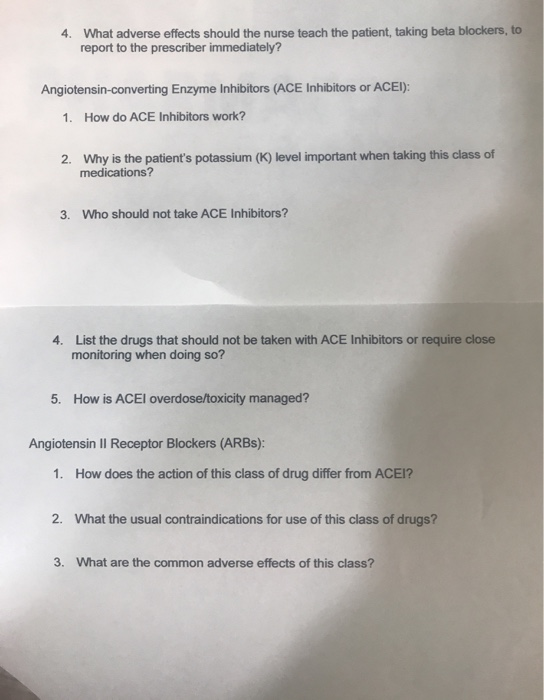 4. What adverse effects should the nurse teach the patient, taking beta blockers, to report to the prescriber immediately? An
