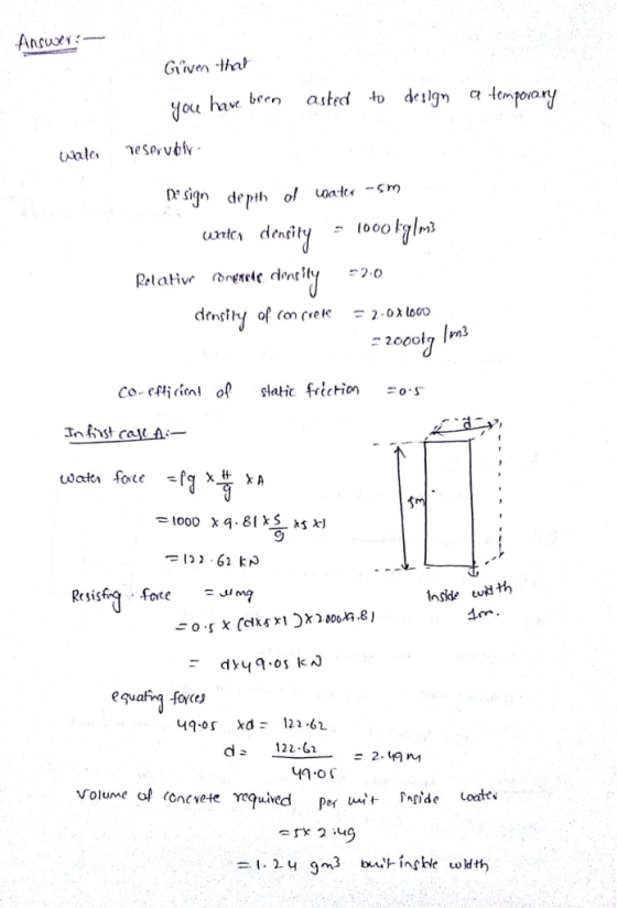 Giiven thak Vou hav* been asted to dil lempoa r, sign depth o, uat.-sm 9 Inside cvd th da 122-62- 2.m Volume of concrete Yeguved pe