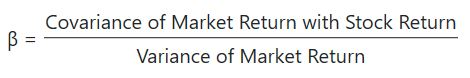 B = - Covariance of Market Return with Stock Return Variance of Market Return