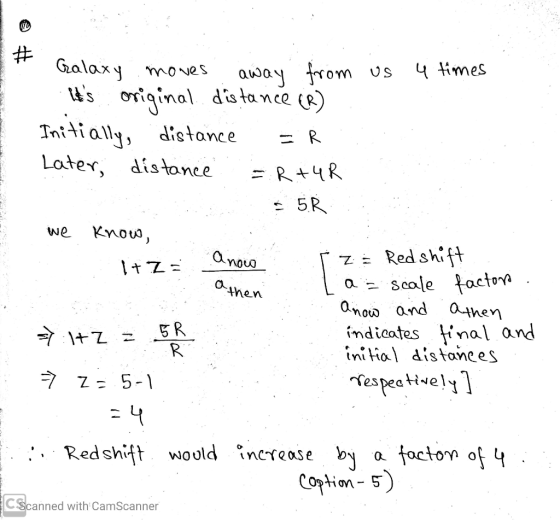 @ # Galaxy moves away from us 4 times Its original distance (R) Initially, distance =R Later, distance = R+4R 5R we know, 1+
