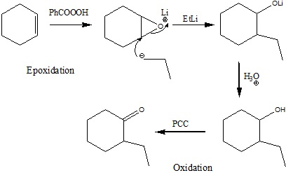 OLi PhCO0OH Li EtLi Epoxidation Ho OH PCC Oxidation