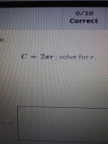 0/10 Correct C 2er; solve for r