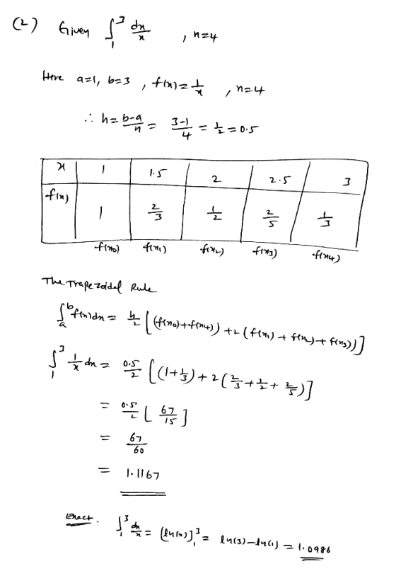 (2) Given ļ dar nzy Here a=1, 6-3, fh12th n=4 : ha baada = 3 - 1 2 = = =0.5 wing fino) finis fine) . (113) f144) The Trapezoi