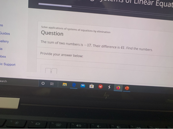 lhear Equat ire Solve applications of systems of equations by elimination Question Guides Fallery The sum of two numbers is -