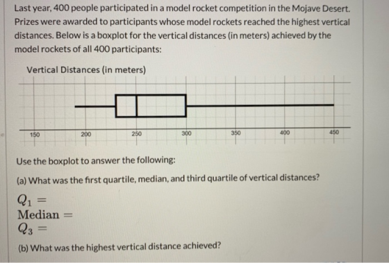 Last year, 400 people participated in a model rocket competition in the Mojave Desert. Prizes were awarded to participants wh