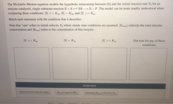 The Michaelis-Menten equation models the hyperbolic relationship between [S] and the initial reaction rate V for an enzyme-ca