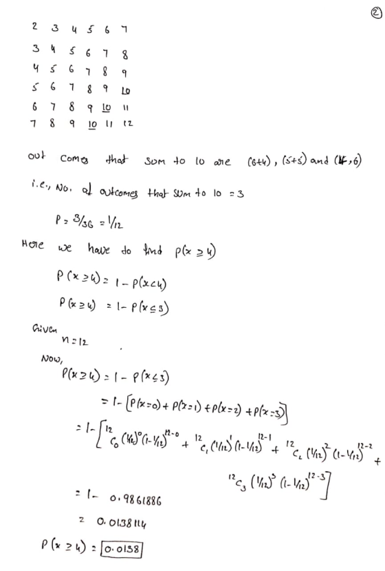 2 3 4 Ś 6 7 3 4 5 6 7 4 5 6 7 8 5 6 7 8 9 6 7 8 9 Le 7 8 9 lo !! 8 9 10 11 12 out comes that som to to are (644), 15ts) and (