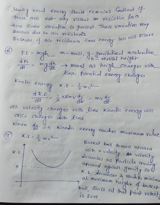 Should remains loss will occure. Istance some energy (6 P. E a migh m-mass, vertical height Ideally total energy energy Shoul