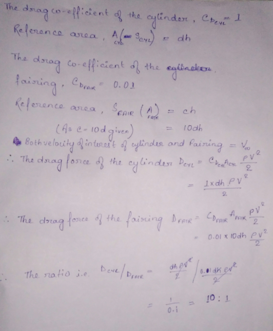 the dag coicient the tinder, es C.ye CY Th drag co-eff:cient de the FeTR (As e-10d given 8oth velou and paining = Vo .. The ds 031 C2 2 2 The dsta AIR 2. dh CArE 10 0.i