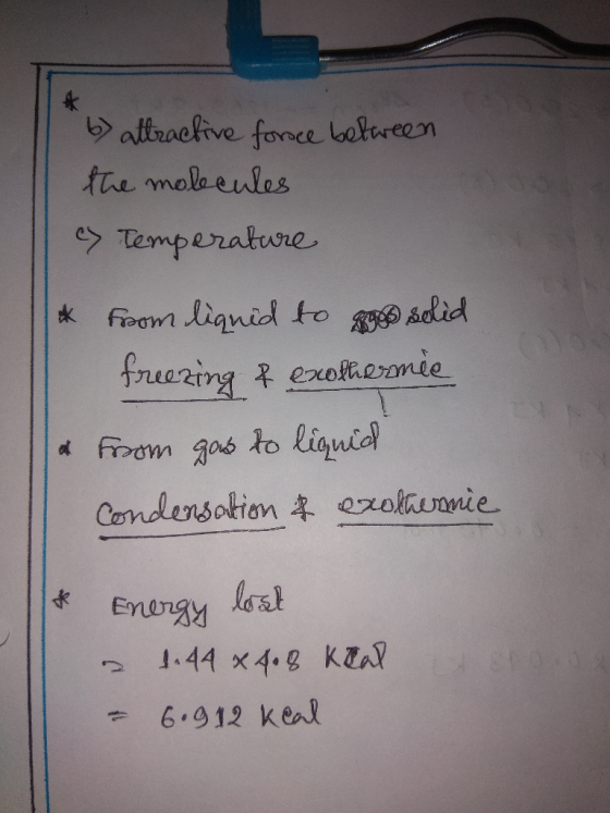 altracfive fonce botareen tre molaeules >Temperature feom Lignid to Adid (0Y0: freezing exotermie to liguic From gab Cenderso