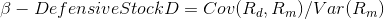 8 – Defensive StockD= Cou(Rd, Rm)/Var(Rm)