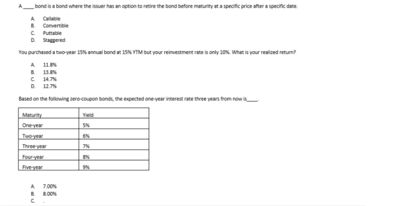 _bond is a bond where the issuer has an option to retire the bond before maturity at a specific price after a specific date.