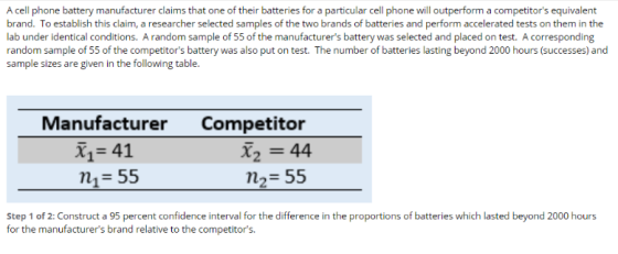A cell phone battery manufacturer claims that one of their batteries for a particular cell phone will outperform a competitor