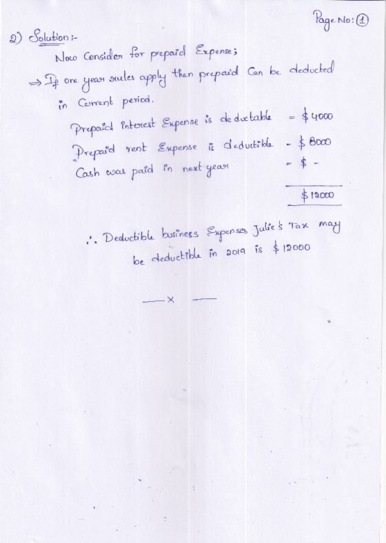 2) Solution :- Page No: @ Now Consider for prepaid Expense ; -- lp one year sules apply then prepaid can be deducted in Curre