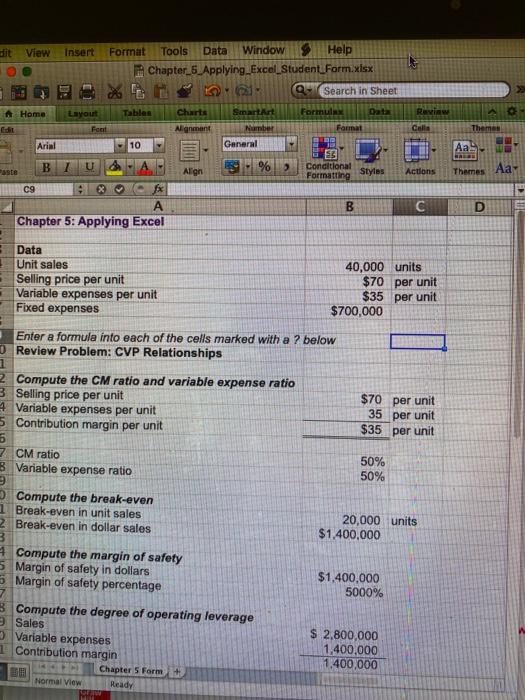 dit View Insert Format Tools Data Window Help Chapter_5_Applying Excel_Student Form.xlsx Q- Search in Sheet Home Layout Table