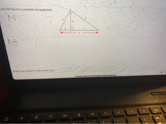 Use the figure to complete the proportion. d ? 8 ole Enter your answer in the answer box