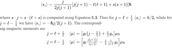 (82) = z1, li(3+1) – e(l + 1) +s(8+1)]ħ where s. j = s. (l+s) is computed using Equation 5.3. Thus for j = [+] (sz) = h/2, wh
