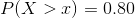 P(X>x)=0.80