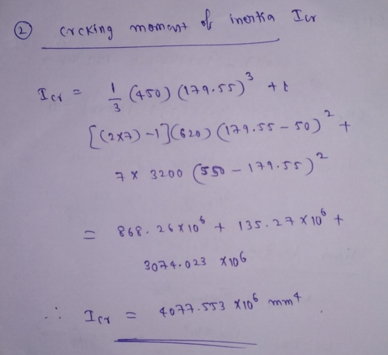 of inentia Ir cocking moment - I or a (450) (179.55)3 + {(2xa) -1 ](620) (179.55 -50) 7 x 3200 (590-179.55 )? 868.268100 + 13