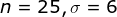 n=25,\sigma =6