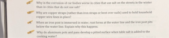 Why is the corrosion of car bodies worse in cities that use salt on the streets in the winter than in cities that do not use