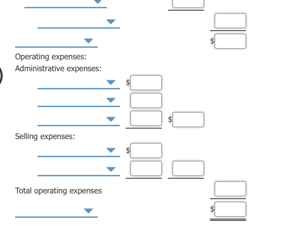 Operating expenses: Administrative expenses: Selling expenses: Total operating expenses