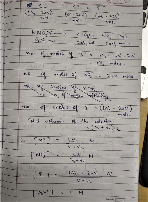 KT K t (L-2a) (v-2a ) (bv, -2av, mol mol mol. KNO) Ravmol K NO (a) 2av, md > 2av, mol, meles bV- 2a+ 2av 6V, mdes meles NO 2a