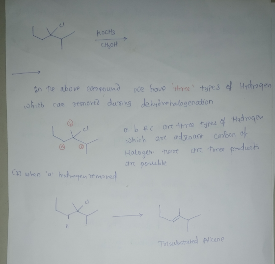 cl KOCH3 CHOH In the above compound we have three types of Hydrogen which can removed during dehydro halogenation cl a b fc a