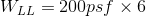 WLL = 200psf x 6