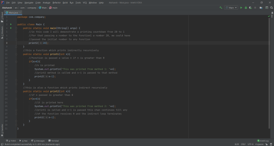 File Edit View Navigate Code Analyze Refactor Build Run Tools VCS Window Help Akshansh - Main.java - IntelliJ IDEA X Akshansh