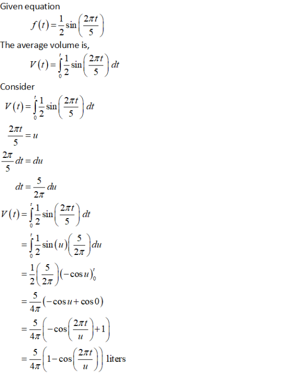 Given equation The average volume is, Consider 2rt 二11 dhu 2π dt - Sina 2 2π cosu cos 0 4T 4T 訕.cos(뷔|liter 4T
