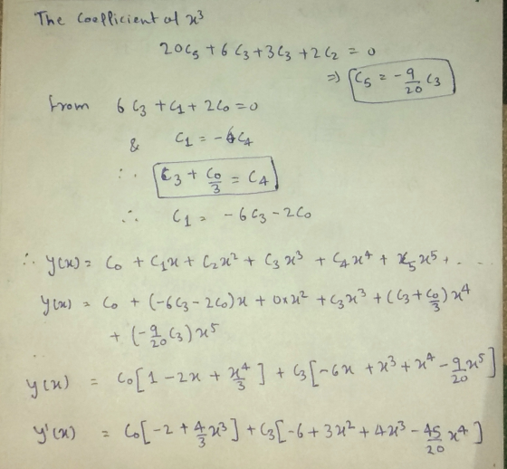 The Coefficient of ² 2006 + 6 (3 +363 + 2 = 0 =) (CG from 663 +4 + 2lo=0 2-9 (3 20 & Ca = - 444 €3+ Co = CA (1 2 – 663 - 200