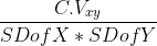 \frac{ C.V_{xy }}{ SD of X * SD of Y }