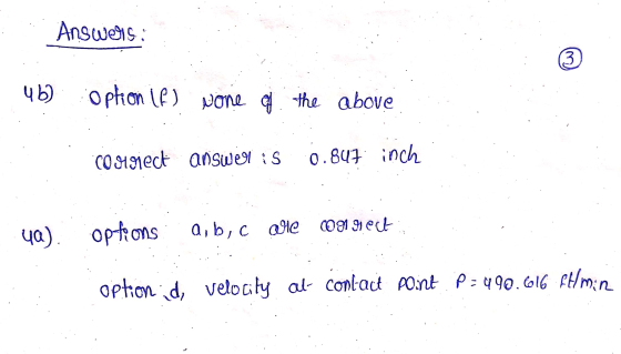 Answers 3 4b option (f) none of the above C0391ect answer is 0.847 inch 40). options a, b, c ale connect option d, velocity a