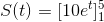 S(t)=[10e^t]_{1}^{5}