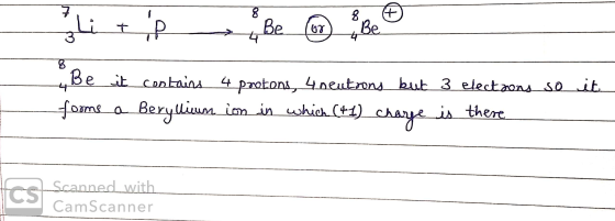 34 + ip Be om & Bea 4Be it contains 4 protons, 40eutrons but 3 electrons so it forms a Beryllium ion in which (+1) charge is