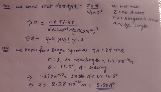 acedge length M=mol, mass 0.2 we know that deneity ()- zem Noxa Zano of atom No- Avogadros numbe -> a = 4897-47 6.0237102346