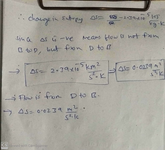 change in Entropy us R - 2ojax10 SIT Tg-k from since os sove o top, but from mears How is not D to Be DS= 2.3ax 10 km 1 0-023