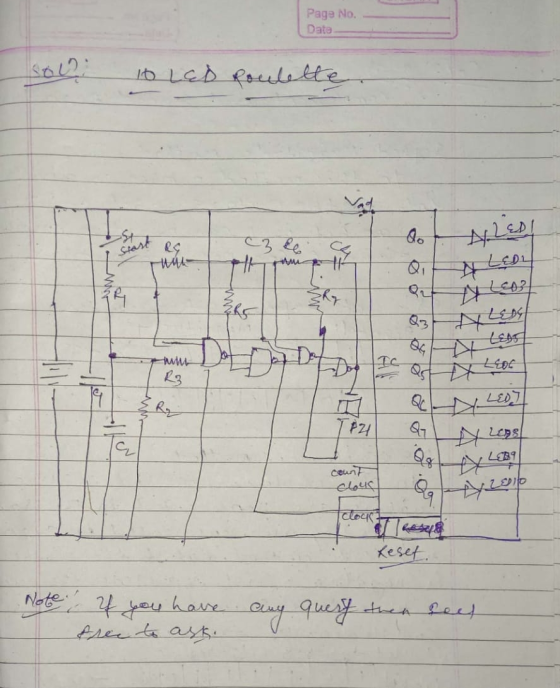 Page No. Date Solei Io LED poulette start ALEDI 36 RG tim 4 www Тc LEOG = 19 LED] Pal Ta LB9 count clock ty 2010 Cisu teset.