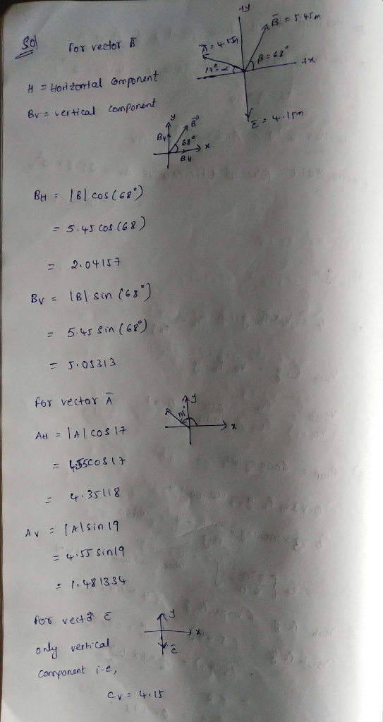 49 β仁r.wrm for vector B Br verti cal component By 68 5 43 cot (4) 2.0415 By Iel sin () 5.rssin (6 = FJ 0S313 for vector A 4 3sU8 Av Alsin 19 fors vet a vertCal Componant ie,