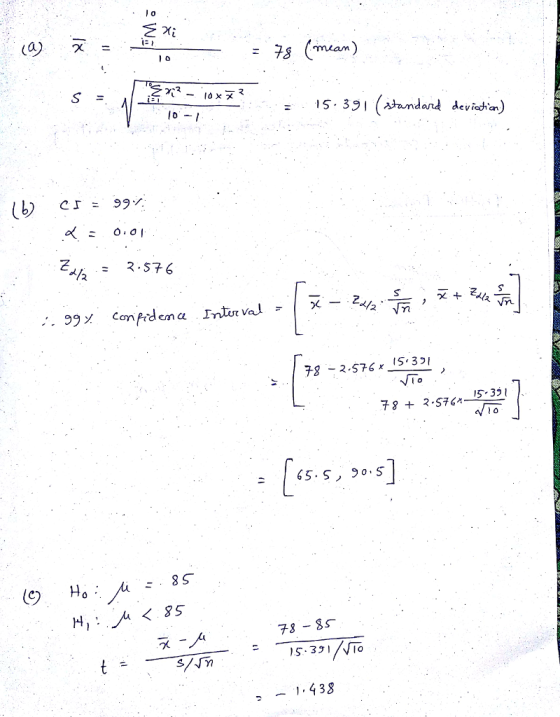 0 S.391 (tandand deviaan) 73-2.576 x IS、391 65 S, 90 S 78 -SS X ,438
