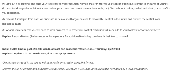 #1 Lets put it all together and build your toolkit for conflict resolution. Name a major trigger for you that can often caus