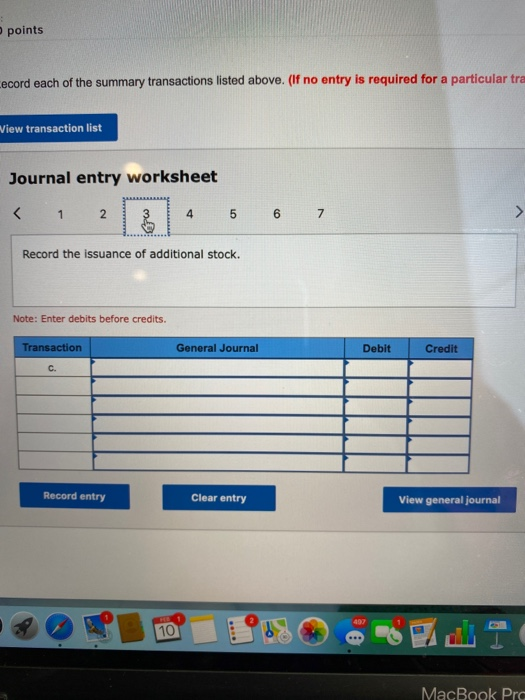 points ecord each of the summary transactions listed above. (If no entry is required for a particular tra View transaction li