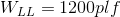WlL = 1200plf